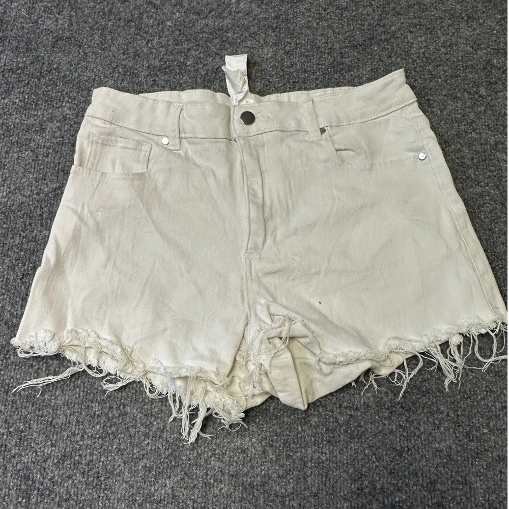 Tezenis Shorts Womens Size L White Viscose Blend Frayed Raw Hem Denim Casual